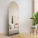 Full Length Mirror with HD Tempered Glass, Wall Mounted or Free Standing Floor Mirror with Stand, No Distortion, Sleek Safe Frame for Bedroom, Living Room, Entryway (Gold, 56")