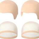 Fumwase 4PCS Bald Caps Halloween Makeup Latex Wig Hat Costume Accessories for Women Men (Beige)