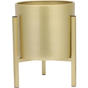 GANAZONO Gold Plant Stand Flower Pots Indoor Metal Plant Pot with Iron Stand Modern Round Decorative Flower Pot Indoor Planter Holder Gardening Pots Lawn Decoration Planters