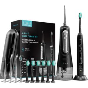 Water Flosser & Electric Toothbrush for Adults Oral Irrigator & Sonic Toothbrush 2-1 Oral Clean Kit (Black)