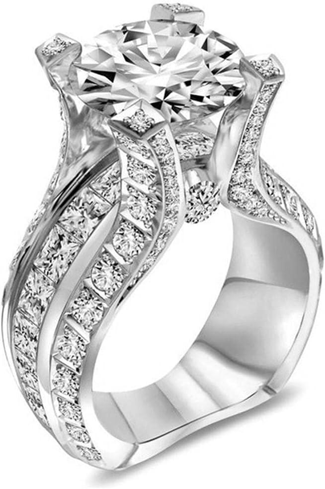 925 Sterling Silver Shiny Full Diamond Gemstone Ring Cubic Zirconia Rings 2.5 Carat CZ Diamond Multi Row Ring Eternity Engagement Wedding Band Ring for Women (US Code 7)