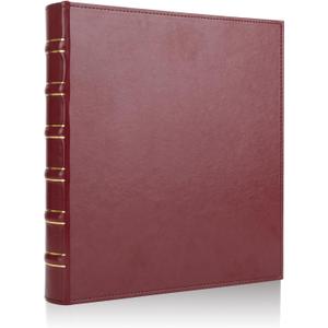 LETVPVOW Vintage Hardback 3 Ring Binder 1 Inch, Professional Leather Binder 3 Ring, Three Ring Binders Fits 8.5" x 11", D Ring Binders for Photo Album, Home, School and Office Supplies- Dark Red