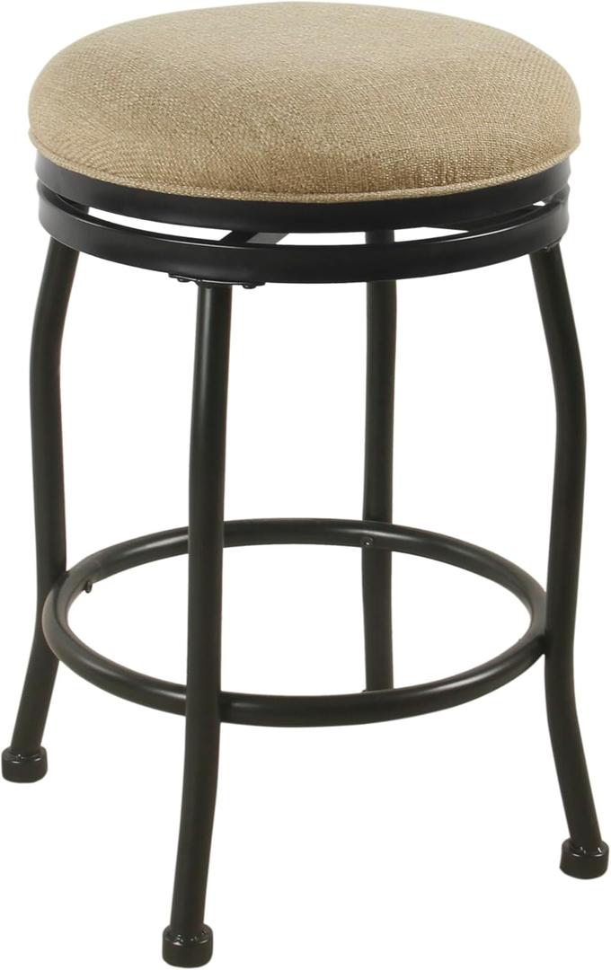 HomePop Round Swivel Counter Stoo with Metal Base, 24-Inch, Flax (Flax Brown)