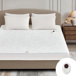 Bwarm Heated Mattress Pad ETL Certified Flower Bed Warmer with 9 Heat Settings, 1-12 Hours Auto Off Deep Pocket, Machine Washable, White (Twin XL)