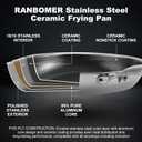 Ranbomer Hybrid Ceramic Non Stick Frying Pan 10 Inch, 5-Ply Stainless Steel Skillet,Stay-Cool Handle,Induction Ready, Compatible with All Cooktops, PFAS-Free, Non-Toxic.(10 Inch)