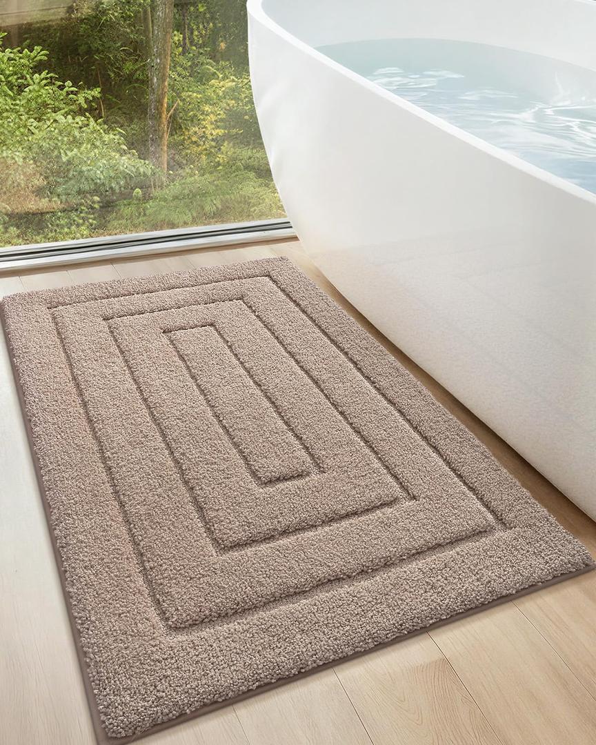 Color&Geometry Large Bath Mats for Bathroom Non Slip, 24"x36" Taupe Bathroom Rugs Absorbent, Washable Bath Rugs Shower Mat Outside Shower