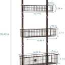 Over The Door 3 Tier Hanging Kitchen Storage Rack Heavy Duty Pantry Organizer with 3 Baskets and 5 Hooks - Metal Wire Basket for Kitchen, Bathroom, Office - Brown