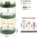 360 Rotating Makeup Organizer, Upgraded 3 Tier Skincare Perfume Organizers for Women, Bathroom Organizer Countertop, Clear Cosmetic Dresser Organizer with Makeup Brush Holder, Sink&Counter (Green)