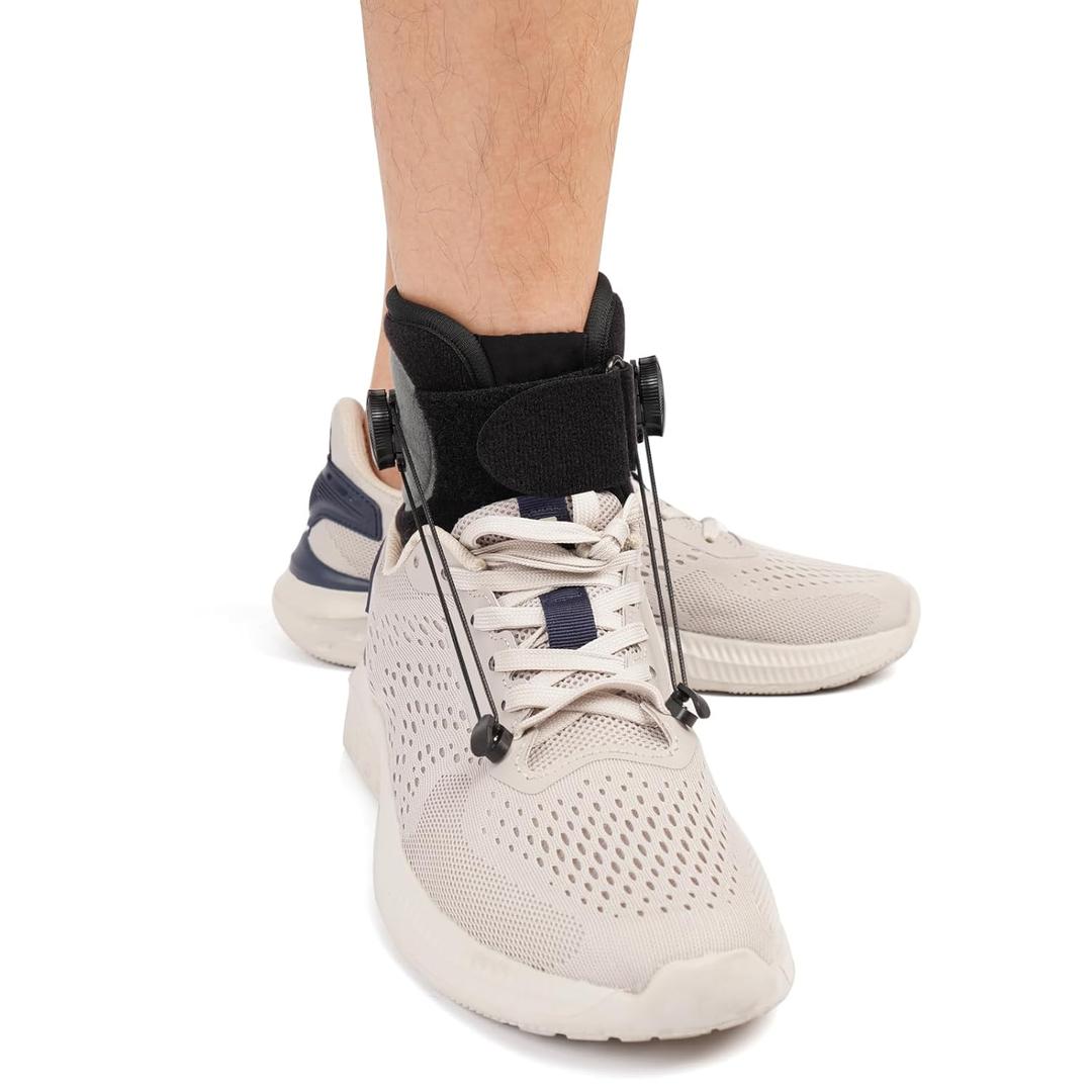 AFO Foot Drop Brace Adjustable Tension with Dual-Dial Drop Foot Brace for Walking with Shoe Use with Shoes Featuring Eyelets (Small, Pair)