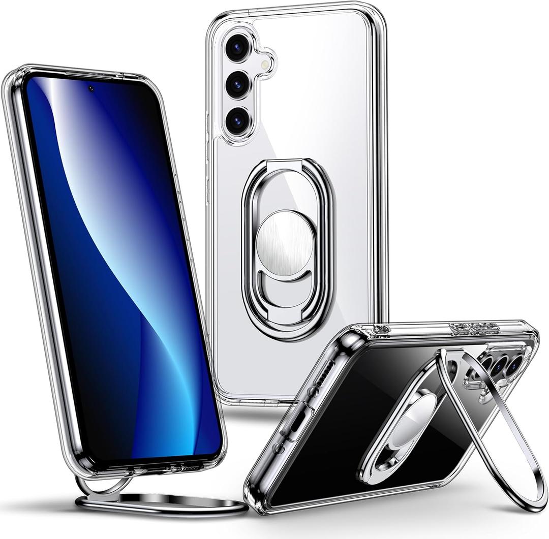Shields Up for Samsung Galaxy S23 Plus Case with Stand, Galaxy S23 Plus Case Clear with Double Ring Holder [Adjustable & Foldable] Shockproof Protective Cover - Clear