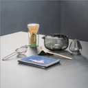 Matcha Whisk Set, Glass Matcha Kit Set Includes Matcha Bowl, Matcha Whisk and Holder, Bamboo Scoop, Scoop Rest, Sifter and Tea Towel - 7 Pcs Matcha Kit for Matcha Lovers (Black Gray)