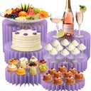6 Pcs Buffet Risers, Acrylic & Cardboard Foldable Table Food Display Stands with Acrylic Plates Risers for Catering Dessert Cake Jewelry for Wedding Birthday Christmas Party Decorations Purple