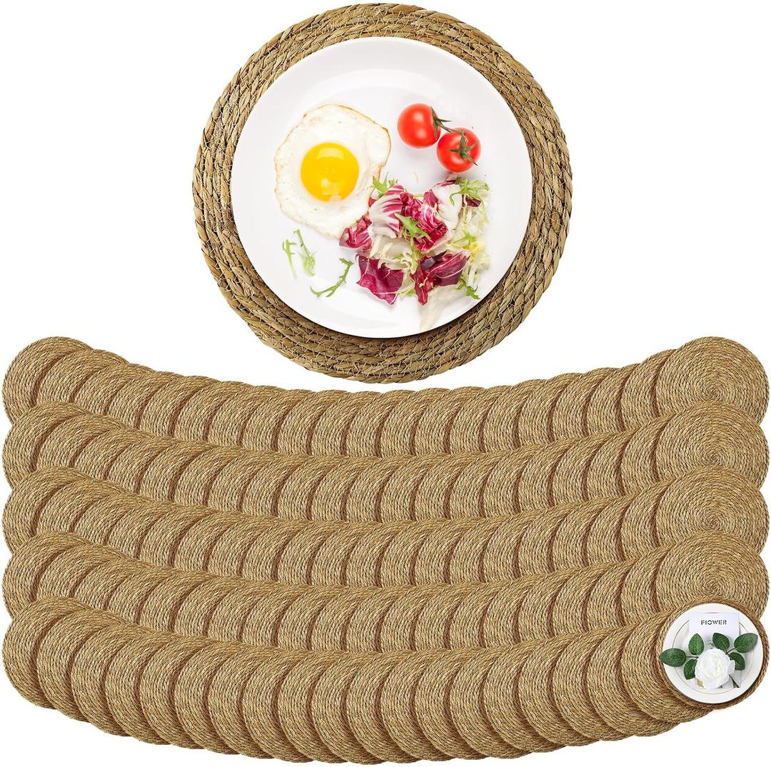 Colingmill 100 Sets 13 Inch Round Woven Placemats Bulk Farmhouse Boho