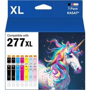 KASAT 277XL Ink Cartridges High-Yield Replacement for 277ink cartridges Combo Pack for XP-960 XP-970 XP-850 XP-860 Printer (2 Black, 1 Cyan, 1 Magenta, 1 Yellow,1 Light Cyan,1 Light Magenta)7 Pack