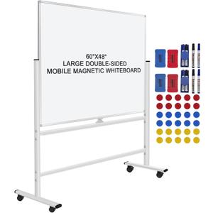 H-Qprobd 60"x48" Mobile Whiteboard Double-Sided Magnetic Dry Erase Board on Wheels - Comercial Rolling White Boards with Sturdy Stand for Home, Office & School