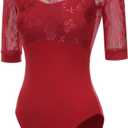 ModLatBal Women's Long Sleeves Leotards for Dance Adult Ballet Leotard for Grils (Red, XL)