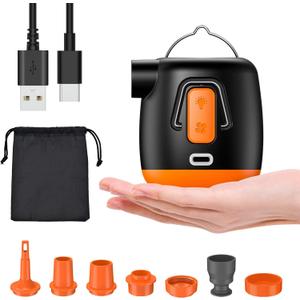 Portable Air Pump for Inflatables, 3600mAh Battery Rechargeable Pump Inflator/Deflator Mini Air Pump, Tiny Air Pump with Camping Light for Pool Floats,Air Mattress,Swimming Rings,Vacuum Storage Bags
