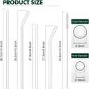 2 x Dsmile 12 Pcs Reusable Glass Straws - Size 10.5"x8mm,8.5"x8mm,Including 6 Straight and 6 Bent Clear Glass Straws with 2 Cleaning Brush for for Smoothies, Coffee, Juice, Sodas, Cocktails, 10.5inch +8.5nch