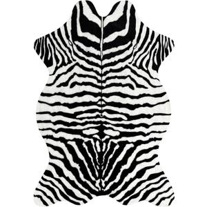 Small Zebra Print Rug 3.6x2.46 Feet Faux Cowhide Area Rug Animal Rug for Bedroom Living Room Office Table Wall Western Home Decor Mat, Black White Zebra