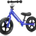12 Inch Toddler Balance Bike for 1-3 Year Olds, No-Pedal Bike with Tool-Free Adjustable Seat, Quick Assembly, Gift for 1-3 Year Old Boys & Girls with Customizable Plate (KC, Blue)