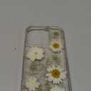 for iPhone 16 Pro Clear Case with Pressed Real Flowers Design,Glitter Cute White Floral Pattern Slim Soft TPU Protective Women Girl's Phone Cover for iPhone 16 Pro
