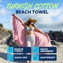 100% Premium Turkish Cotton Beach Towel by Sun Ninj Turkish Cotton Beach Towel by Sun Ninja | Lightweight highly absorbent 100% Turkish cotton travel towel, extra large ultra soft, for adults and kids, 38" x 71"