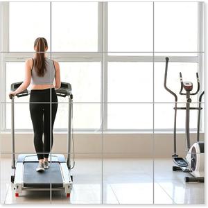 PopularLdo 4 Pack 12x12 Inch Shatterproof Acrylic Mirror Tiles, SelfAdhesive Full Body Wall Mirrors for Bedroom, Home Gym, Bathroom & Living Room, Unbreakable Flexible Mirror Sheets 