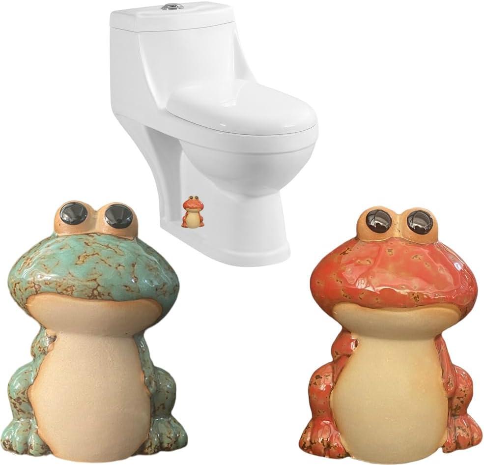Frog Toilet Bolt Caps Ceramic Toilet Bolt Covers Decorative Toilet Screw Cover Caps, Toilet Caps for Bottom of Toilet, Cute Toilet Bowl Bolt Covers for Bathroom Decor, Easy to install (Green+Red)