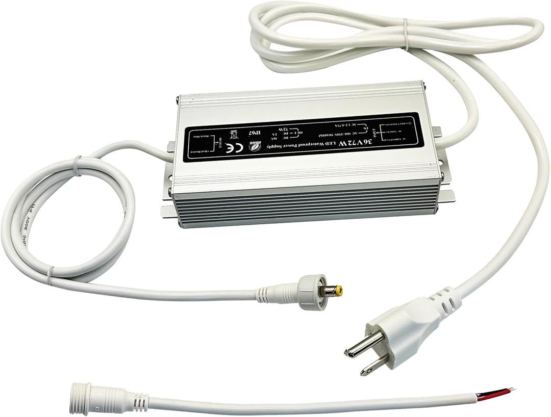 White 36V Waterproof Power Adapter for Govee Permanent Outdoor Light - IPX6 Weatherproof Power Supply Cord Charger PSU, Compatible with Govee H705D/H705E/H705F
