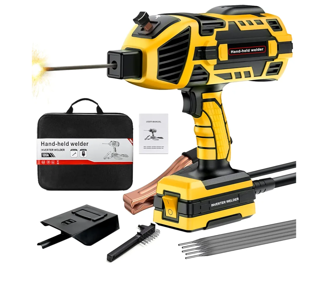 Handheld Welding Machine 110V 120A Portable Electric Welder Machine ARC Welder Gun with IGBT Inverter 5 Variable Current Adjustment for 3/32"-1/8" Welding Rod Tool