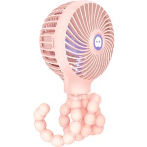 TRELC Mini Handheld Stroller Fan, Personal Portable Baby Rechargeable Fan with Flexible Tripod, Upgraded Version, Gift for Children, for Office Room Car Traveling BBQ Gym (Pink)