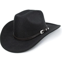 Western Cowboy Hat for Men Women Classic Roll Up Fedora Hat with Buckle Belts Size 52