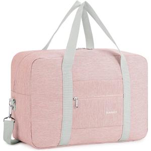 For Spirit Airlines Personal Item Bag 18x14x8 Foldable Travel Duffel Bag Tote Carry on Luggage Duffle Overnight for Women and Men (3112-Thick Series Pink (with Shoulder Strap))
