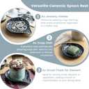 LAUCHUH Spoon Rest for Stove Top, 5 inch Cooking Spoon Holder for Kitchen Countertop Large Ladle Holder for Spatula, Spoons or Tong, Farmhouse Halloween Decor, Starry Black