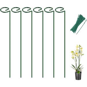 Breeze Touch 6 Pack Plant Stakes, 16 Inch Plant Support Stakes with 15 Twist Ties, Plant Sticks Support, Flower Stakes for Plants Peony, Tomato Seedling, Marigold, Amaryllis, Sapling, Coreopsis