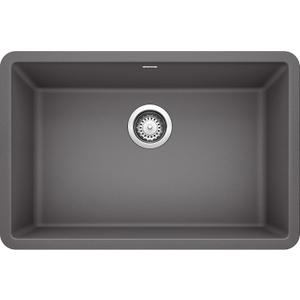 BLANCO, Cinder 522427 PRECIS SILGRANIT Single Bowl Undermount Kitchen Sink, 26.81" L X 17.75" W for 30" Cabinet