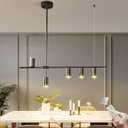 Siittoo Dining Room Light Fixture, Upgraded Dimmable LED Modern Pendant Light with Electroplated Surface, Modern Black LED Hanging Chandelier Light Fixture for Kitchen Island Dining Room,35W,5-Light, 39.4IN