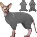 ROZKITCH Hairless Cat Sweater, Breathable Soft Jumpers for Sphynx Only, Coat with Four Legs, Warm Sweater T-Shirt Cat Pajamas Jumpsuit Vest Cornish Rex, Devon Rex, Peterbald Grey S