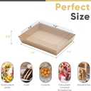 50 Pack 8x6 Inches Large Charcuterie Boxes with Clear Lids - Individual To Go Paper Mini Charcuterie Boards with Lid, Disposable Food Containers for Desserts, Cookie, Charcuterie Accessories (Brown)