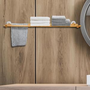 Beyeutao Towel Racks for Bathroom Wood 32 Inch Towel Bar Command Hook Towel Bar Wall Mount Towel Holder Adhesive Shower Towel Bar
