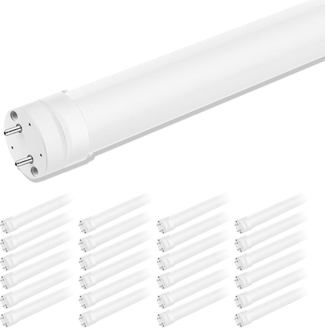24 Pack T8 LED Bulbs 4FT, 6000K Daylight White, 40W Equivalent, Ballast Bypass, Dual Ended Type B Light Tube, LED Tube Replacement T8 T12, Non-dimmable