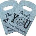 Joyhey 100 Count 3.5" x 5.9" Small Plastic Merchandise Bags, Shopping Bags, Retail Bags, Gift Bags with Die Cut Handles - Gray Thank You 