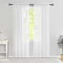 Semi Voile White Sheer Curtains 84 Inches Long 2 Panels Rod Pocket Window Treatment for Living Room Bedroom Dining Room(White 9x4ft)
