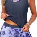 Yonique 3 Piece Athletic Tankini Swimsuits for Women with Shorts Swim Tank Tops with Sports Bra and Boyshorts Bathing Suits XL Blue Tie Dye
