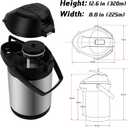 101Oz (3L) Airpot Coffee Carafe with Pump, Stainless Steel Double-wall Insulated Thermal Coffee Carafe Dispenser, 12 Hour Heat 24 Hour Cold Retention