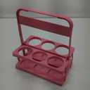 Milisten Portable Drink Carrier 6 Cup Foldable Plastic Cup Holder Reusable Beverage Deliverys Holder Beer Bottle Holder with Handle for Party Restaurant (Pink)