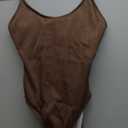 Zando One Piece Swimsuit Women Sexy Ribbed Swim Suits for Women 2025 Bathing Suit Open Back Swimsuits Slimming Women Swimwear (Small, Brown)