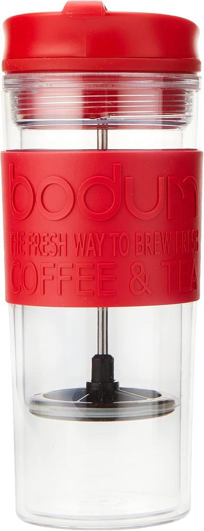 Plastic Insulated Double Wall Coffee and Tea Press (15oz (1 Count), Red)