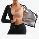 Sauna Suit Hot Sweat Body Shaper Jacket Waist Trainer Long Sleeve Zipper Shirt Workout Top (2XL -3XL)