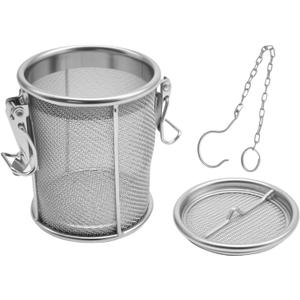 JUUDDENPARTS Stainless Steel Seasoning Strainer, Fine Mesh Tea Ball Strainer with Extended Chain Hook, Multifunctional Seasoning Separator Basket Filter for Home and Restaurant Use(8cm* 10cm)